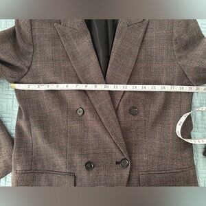 Loft Women's Double-Breasted Blazer in brown plaid